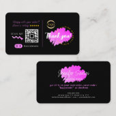 Carte De Visite Social Media Custom QR Code & Logo Merci Noir (Devant / Derrière)