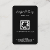 Carte De Visite Social Media Custom QR Code & Photo Black Modern (Dos)