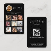 Carte De Visite Social Media Custom QR Code & Photo Black Modern (Devant / Derrière)