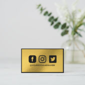 Carte De Visite Social Media Gold Foil élégant moderne (Debout devant)