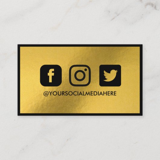 Carte De Visite Social Media Gold Foil élégant moderne (Devant)