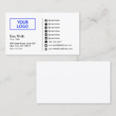Carte De Visite Social Media Icon Ajouter Votre Logo Réseau (Devant / Derrière)