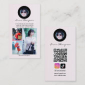 Carte De Visite Social Media Influencer QR Code Photo Beige (Devant / Derrière)