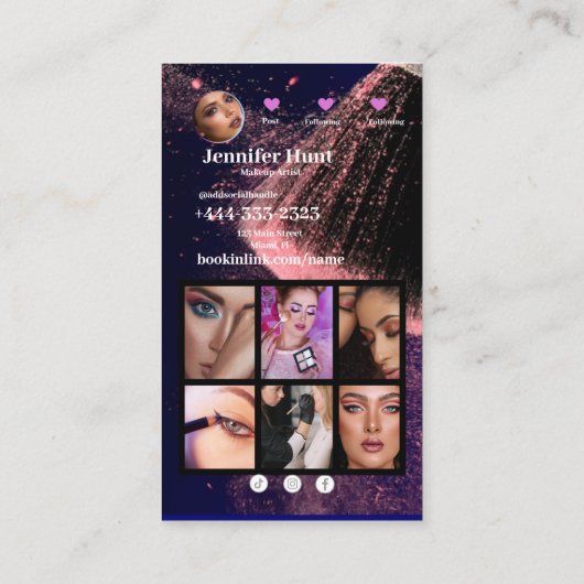 Carte De Visite Social Media Influencer Style tendance QRcode (Dos)