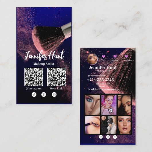 Carte De Visite Social Media Influencer Style tendance QRcode (Devant / Derrière)