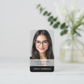 Carte De Visite Social Media Manager Black White QR Code Photo  (Debout devant)