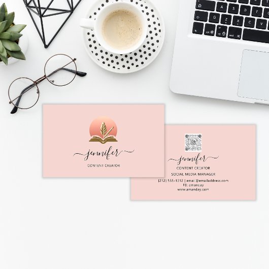 Carte De Visite Social Media Manager Content Creator Logo Code QR