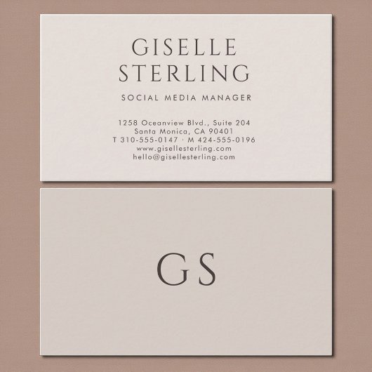 Carte De Visite Social Media Manager Luxury Neutral Modern