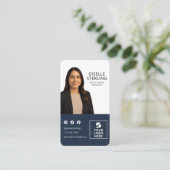 Carte De Visite Social Media Manager Navy Blue Photo Logo (Debout devant)