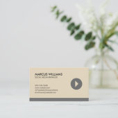 Carte De Visite Social Media Manager Play Icon (gris) (Debout devant)