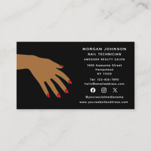 Carte De Visite Social Media Nail Techician Manicure Beauté Salon