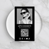 Carte De Visite Social Media QR Code Ajouter Photo Black Vertical