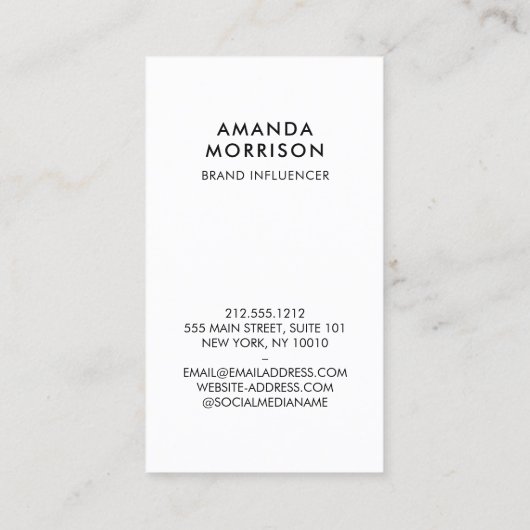 Carte De Visite Social Media QR Code Ajouter Photo Black Vertical (Dos)