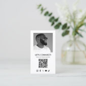 Carte De Visite Social Media QR Code Ajouter Photo Blanc Vertical (Debout devant)