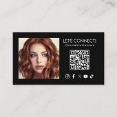 Carte De Visite Social Media QR Code Ajouter une photo Noir (Devant)