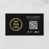 Carte De Visite Social Media QR Code Ajouter votre logo noir (Devant)