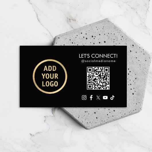 Carte De Visite Social Media QR Code Ajouter votre logo noir