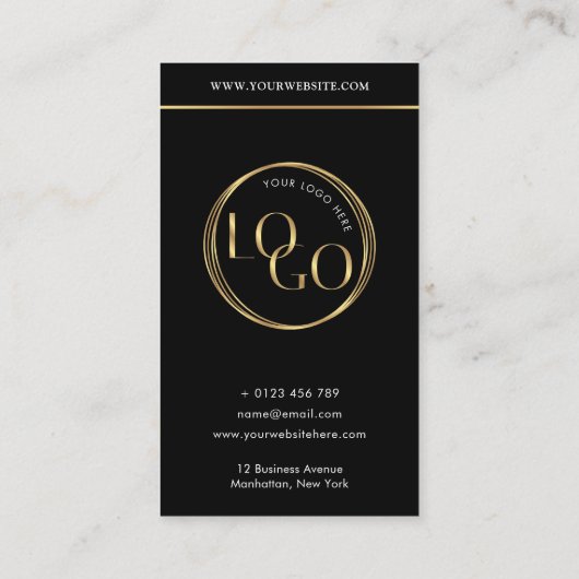 Carte De Visite Social Media QR Code Black & Gold Logo QR Code (Dos)