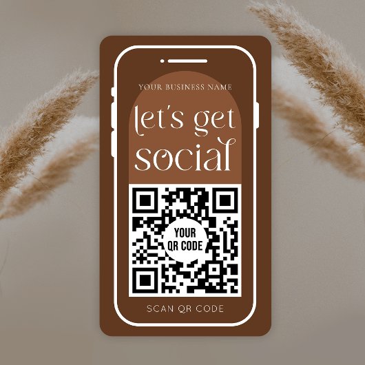 Carte De Visite Social Media QR Code Boho Terracotta Logo Moderne