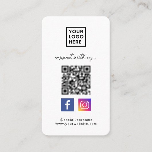 Carte De Visite Social Media QR Code Connectez-vous avec nous Blan (Devant)