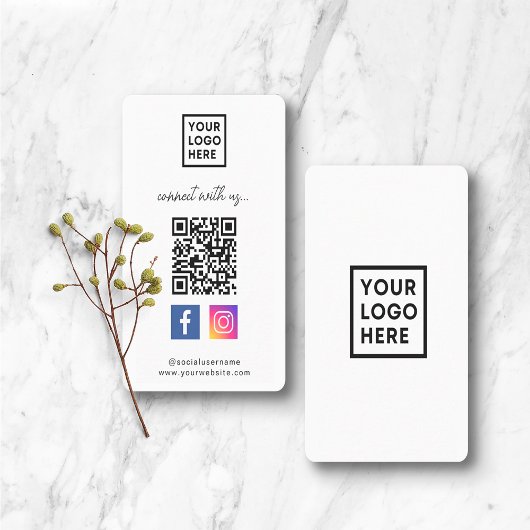 Carte De Visite Social Media QR Code Connectez-vous avec nous Blan