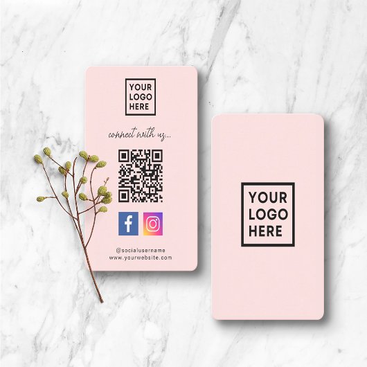 Carte De Visite Social Media QR Code Connexion Pink