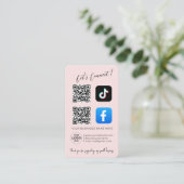 Carte De Visite Social Media QR Code - Design rose (Debout devant)