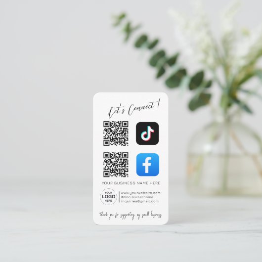 Carte De Visite Social Media QR Code - Design rose (Debout devant)