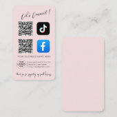 Carte De Visite Social Media QR Code - Design rose (Devant / Derrière)