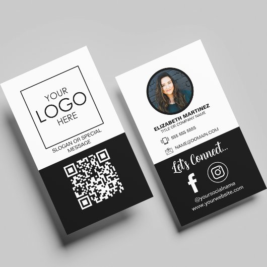 Carte De Visite Social Media QR Code Employé Photo & Logo de l'ent
