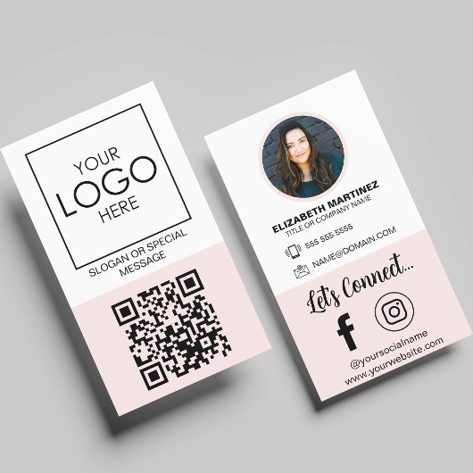 Carte De Visite Social Media QR Code Employé Photo & Logo de l'ent