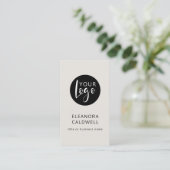 Carte De Visite Social Media QR Code Logo Élégant Eggshell (Debout devant)