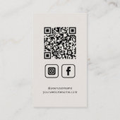 Carte De Visite Social Media QR Code Logo Élégant Eggshell (Dos)