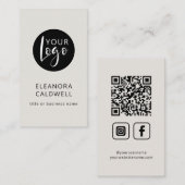 Carte De Visite Social Media QR Code Logo Élégant Eggshell (Devant / Derrière)