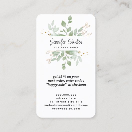 Carte De Visite Social Media QR Code & Logo Merci Eucalyptus (Dos)