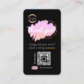 Carte De Visite Social Media QR Code & Logo Merci moderne Noir (Devant)