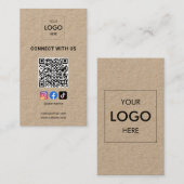 Carte De Visite Social Media QR Code Logo moderne Kraft (Devant / Derrière)