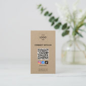 Carte De Visite Social Media QR Code Logo moderne Kraft (Debout devant)