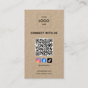 Carte De Visite Social Media QR Code Logo moderne Kraft