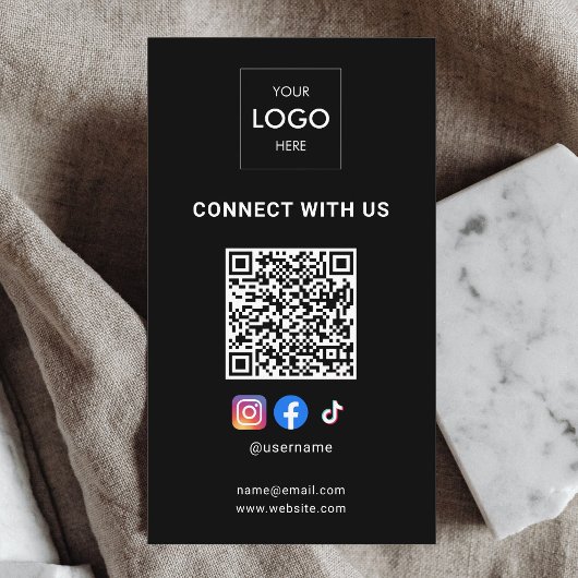 Carte De Visite Social Media QR Code Logo moderne Noir