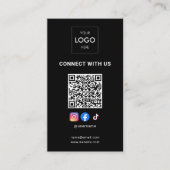 Carte De Visite Social Media QR Code Logo moderne Noir (Devant)
