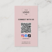 Carte De Visite Social Media QR Code Logo moderne rose (Devant)