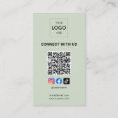 Carte De Visite Social Media QR Code Moderne Logo Sage Green (Devant)