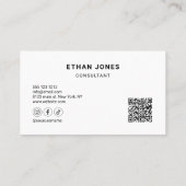 Carte De Visite Social Media QR Code Professionnel Blanc (Dos)