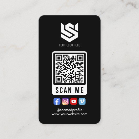 Carte De Visite Social Media Scan Me QR Code Logo Modern Simple (Devant)