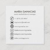 Carte de visite social noir et blanc simple de (Dos)