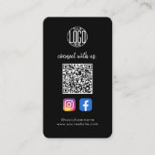 Carte de visite sociale avec QR Code Moderne Noir (Devant)