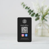 Carte de visite sociale avec QR Code Moderne Noir (Debout devant)