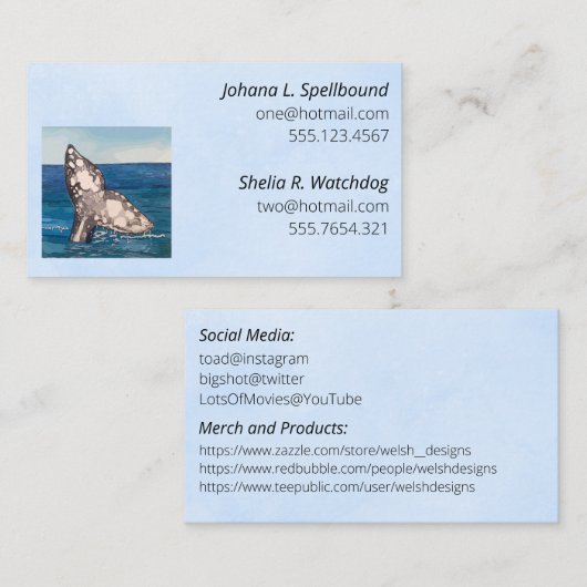 Carte de visite sociale Baleine bleue (Devant / Derrière)