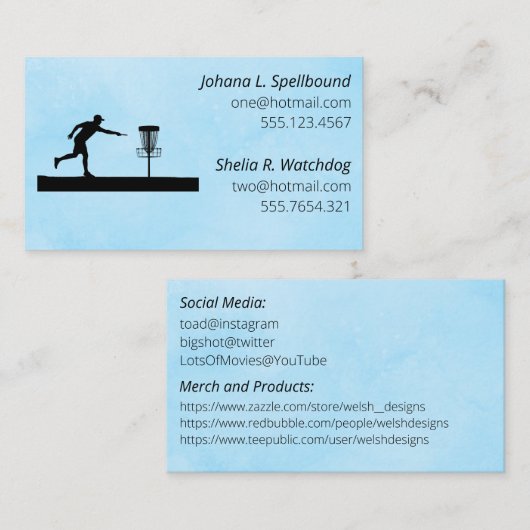 Carte de visite sociale bleue-Disc Golf (Devant / Derrière)